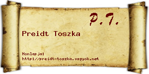 Preidt Toszka névjegykártya
